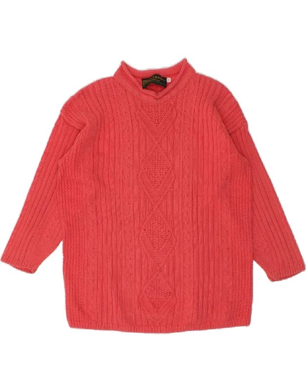 Midnight Sale COUNTRY Womens Oversized Turtle Neck Jumper Sweater UK 14 Medium Pink