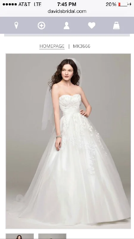 Clearance Items David's Bridal Strapless Tulle Ball gown with beaded appliqués M