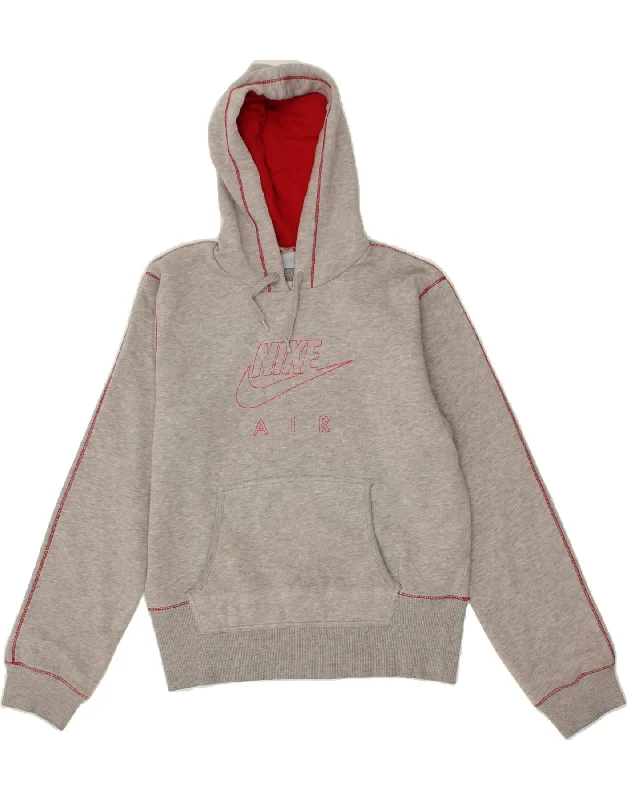 Last Chance NIKE Womens Graphic Hoodie Jumper UK 16/18 Large  Grey Cotton