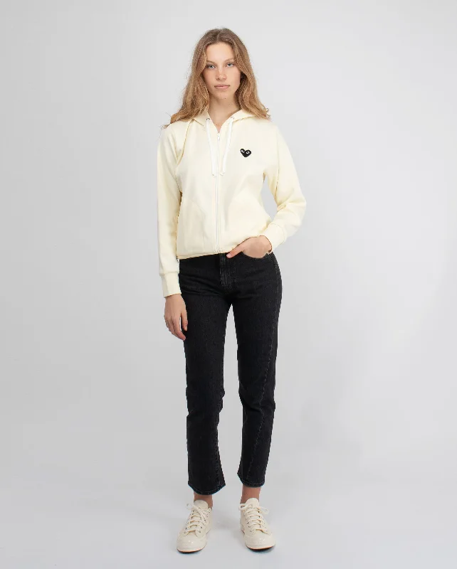 Weekend Deal T253 BLACK HEART ON BACK HOODIE / IVORY