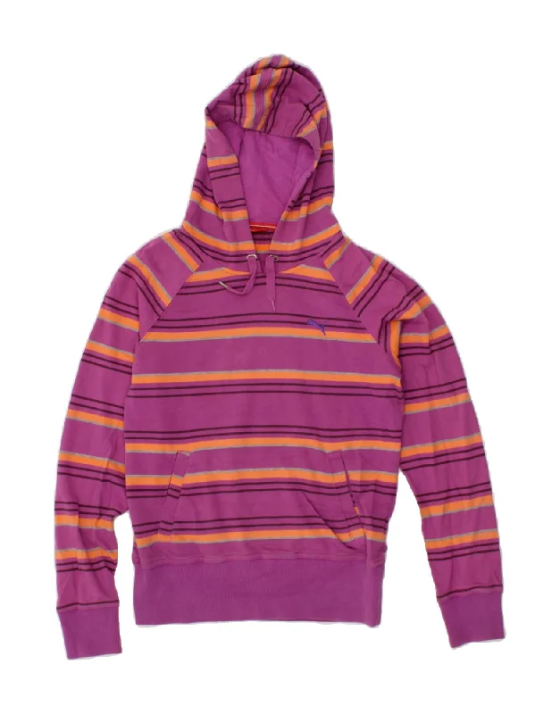 Extra Discounts PUMA Womens Hoodie Jumper UK 10 Small  Purple Striped Cotton